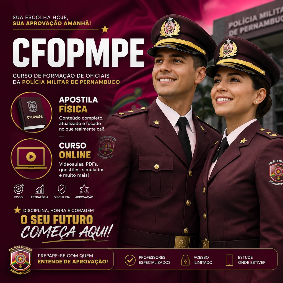 CFO PMPE 2026 — apostila física + curso online
